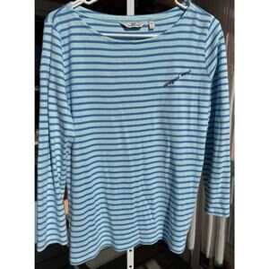 Vineyard Vines Embroidered Blue Striped Long Sleeve Shirt Size L Large